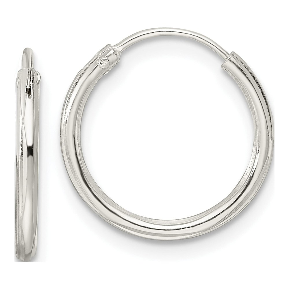 Sterling Silver 15mm Diamond-Cut Endless Hoop Earrings