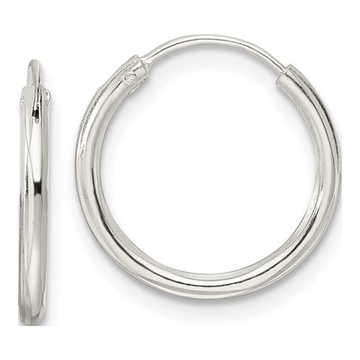 Sterling Silver 15mm Diamond-Cut Endless Hoop Earrings