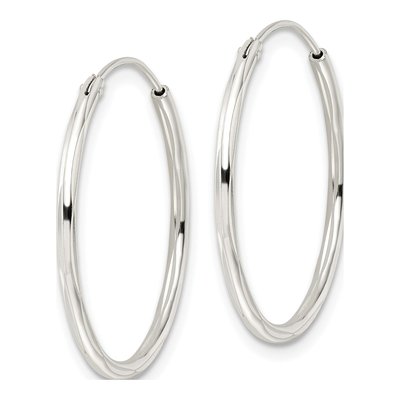 Sterling Silver 25mm Diamond-Cut Endless Hoop Earrings – view 3
