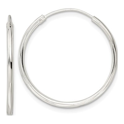 Sterling Silver 25mm Diamond-Cut Endless Hoop Earrings