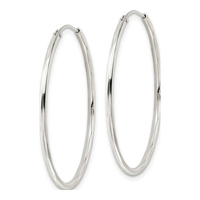 Sterling Silver 35mm Diamond-Cut Endless Hoop Earrings – view 3