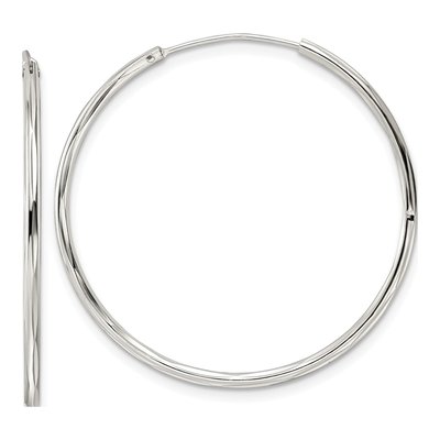 Sterling Silver 35mm Diamond-Cut Endless Hoop Earrings