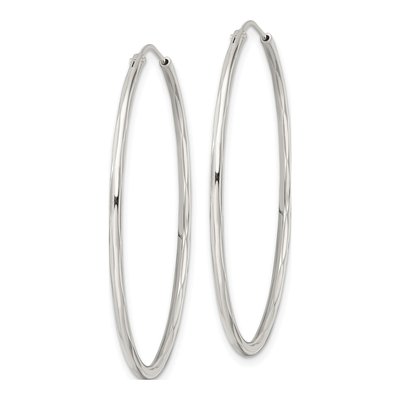 Sterling Silver 40mm Diamond-Cut Endless Hoop Earrings – view 3