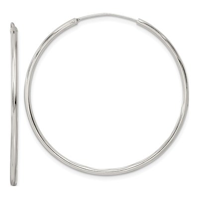 Sterling Silver 40mm Diamond-Cut Endless Hoop Earrings