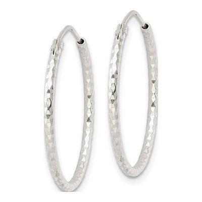 Sterling Silver 25mm Diamond-Cut Endless Hoop Earrings – view 3