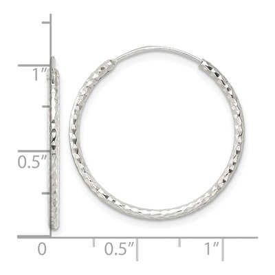 Sterling Silver 25mm Diamond-Cut Endless Hoop Earrings – view 5
