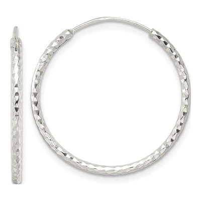 Sterling Silver 25mm Diamond-Cut Endless Hoop Earrings