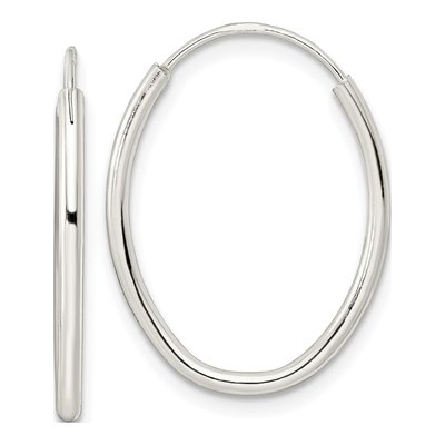 Sterling Silver 24mm Endless Oval Hoop Earrings