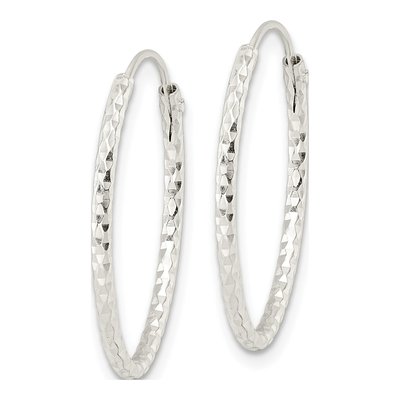 Sterling Silver 24mm Diamond-Cut Endless Hoop Earrings – view 3