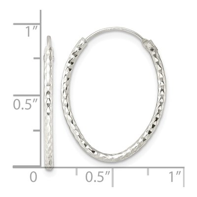Sterling Silver 24mm Diamond-Cut Endless Hoop Earrings – view 5