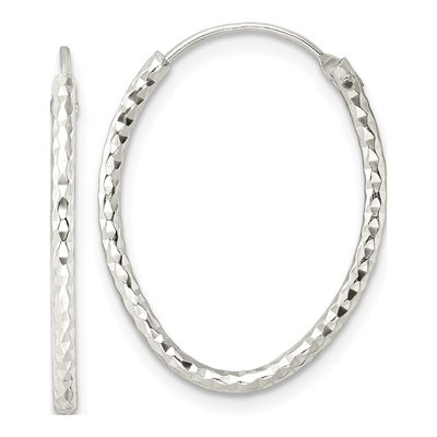 Sterling Silver 24mm Diamond-Cut Endless Hoop Earrings