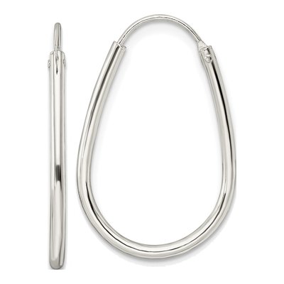 Sterling Silver 26mm Endless Teardrop Hoop Earrings