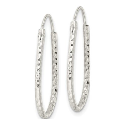 Sterling Silver 26mm Diamond-Cut Endless Hoop Earrings – view 3