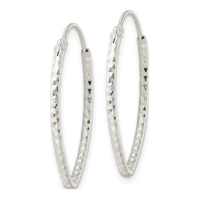 Sterling Silver 27mm Diamond-Cut Endless Hoop Earrings – view 3