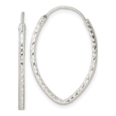 Sterling Silver 27mm Diamond-Cut Endless Hoop Earrings