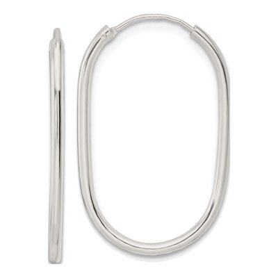 Sterling Silver 28mm Endless Oblong Hoop Earrings