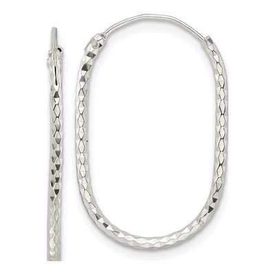 Sterling Silver 27mm Oblong Endless Hoop Earrings