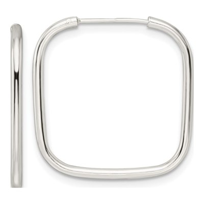 Sterling Silver 24mm Square Tube Hoop Earrings