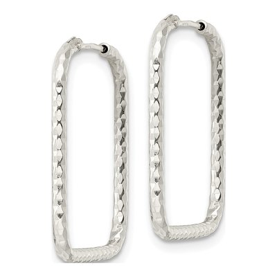 Sterling Silver 24mm Diamond-Cut Endless Hoop Earrings – view 3