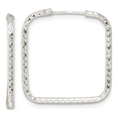 Sterling Silver 24mm Diamond-Cut Endless Hoop Earrings