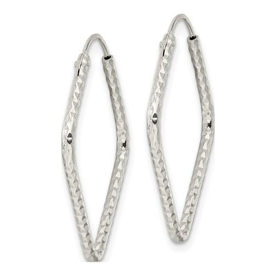 Sterling Silver 28mm Diamond-Cut Endless Hoop Earrings – view 3