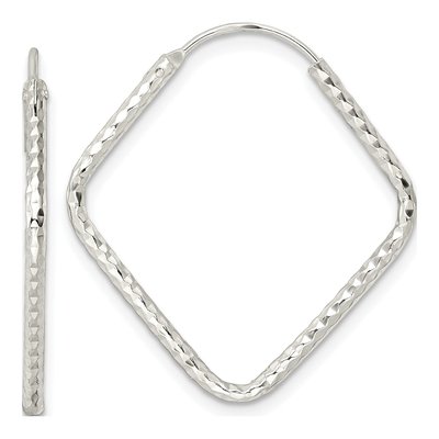 Sterling Silver 28mm Diamond-Cut Endless Hoop Earrings