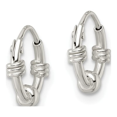 Sterling Silver 11mm Beaded Endless Hoop Earrings – view 3