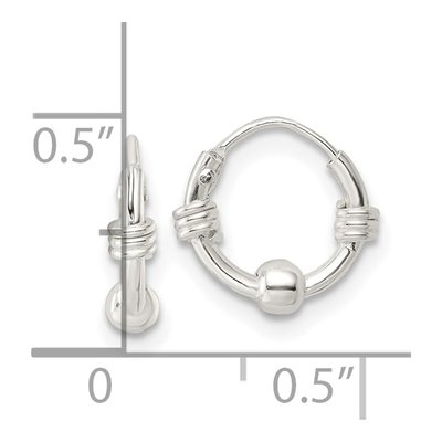 Sterling Silver 11mm Beaded Endless Hoop Earrings – view 5
