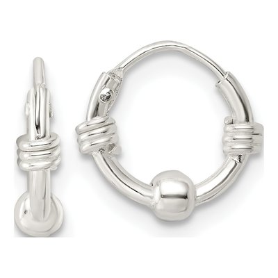 Sterling Silver 11mm Beaded Endless Hoop Earrings