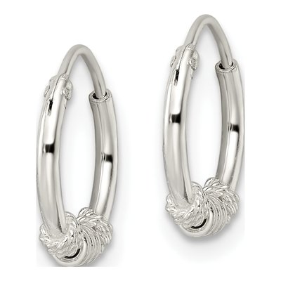 Sterling Silver 13mm Beaded Endless Hoop Earrings – view 3