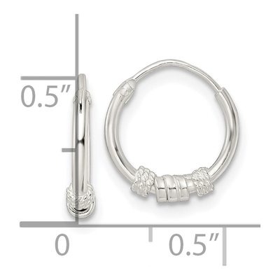 Sterling Silver 13mm Beaded Endless Hoop Earrings – view 5