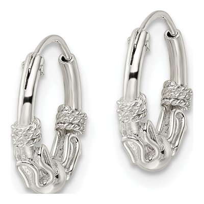Sterling Silver 13mm Beaded Endless Hoop Earrings – view 3