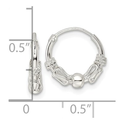 Sterling Silver 13mm Beaded Endless Hoop Earrings – view 5