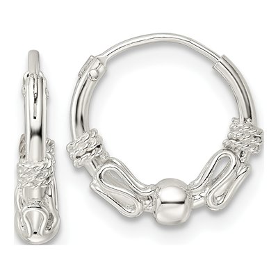 Sterling Silver 13mm Beaded Endless Hoop Earrings