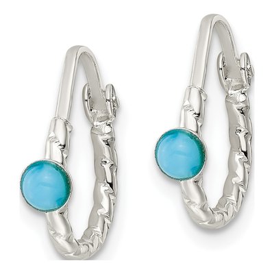 Sterling Silver 14mm Turquoise Endless Hoop Earrings – view 3