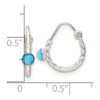 Sterling Silver 14mm Turquoise Endless Hoop Earrings – view 5