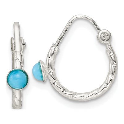 Sterling Silver 14mm Turquoise Endless Hoop Earrings
