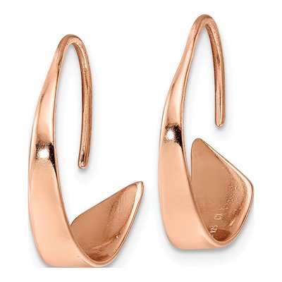 Rose Gold-Plated Sterling Silver 21mm Flat Bar Threader Earrings – view 3