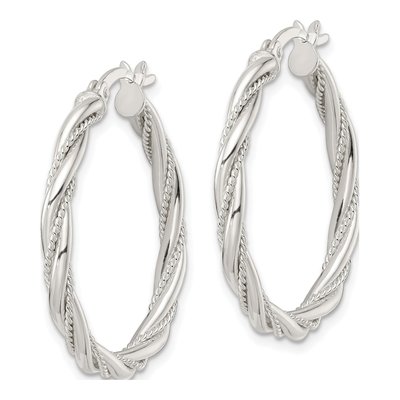 Sterling Silver 31mm Twisted Rope Hoop Earrings – view 3