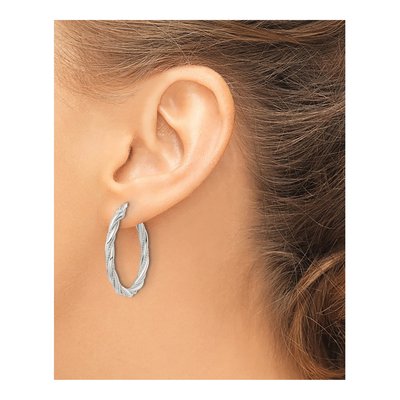 Sterling Silver 31mm Twisted Rope Hoop Earrings – view 4