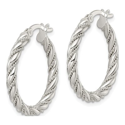 Sterling Silver 27mm Twisted Rope Hoop Earrings – view 3