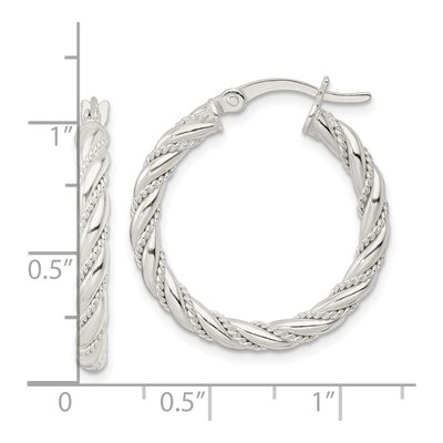 Sterling Silver 27mm Twisted Rope Hoop Earrings – view 5