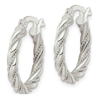 Sterling Silver 22mm Twisted Rope Hoop Earrings – view 3