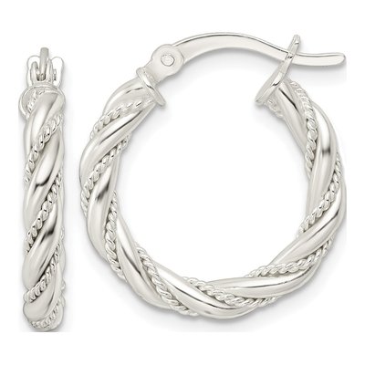 Sterling Silver 22mm Twisted Rope Hoop Earrings