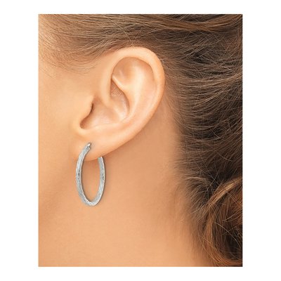 Sterling Silver 30mm Diamond-Cut Hoop Earrings – view 4
