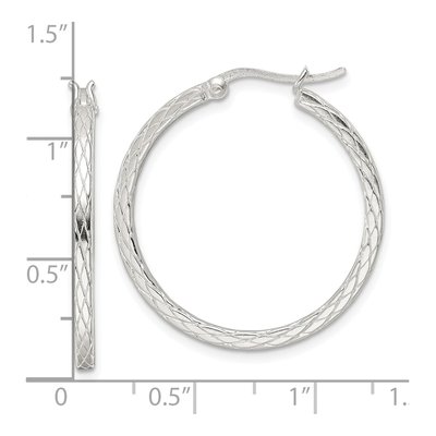 Sterling Silver 30mm Diamond-Cut Hoop Earrings – view 5