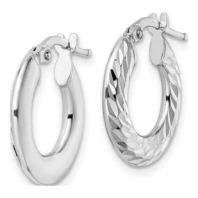 Sterling Silver 18mm Diamond-Cut Knife-Edge Hoop Earrings – view 3