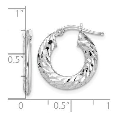 Sterling Silver 18mm Diamond-Cut Knife-Edge Hoop Earrings – view 5