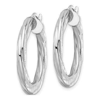 Sterling Silver 29mm Twisted Tube Hoop Earrings – view 3
