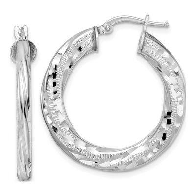 Sterling Silver 29mm Twisted Tube Hoop Earrings